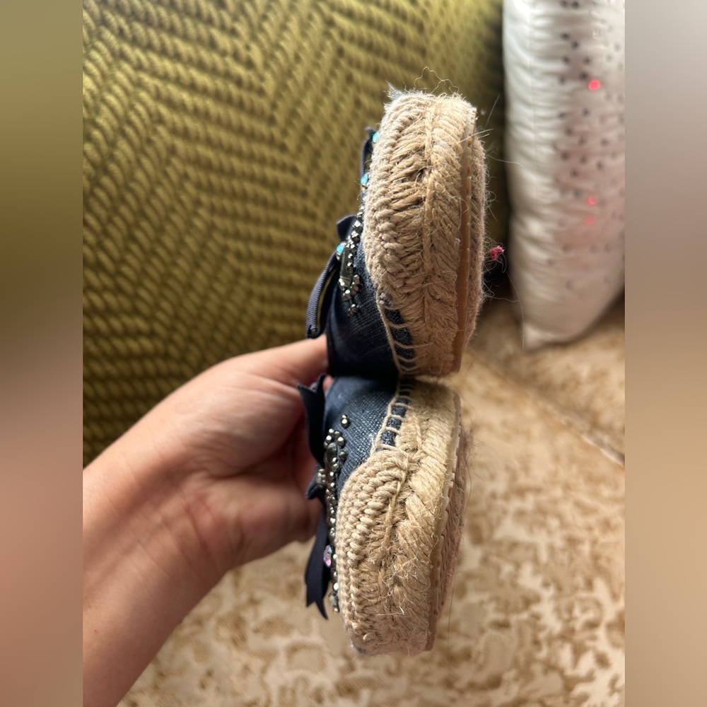 Vera Wang Navy Embellished Espadrille Flats - Picture 5 of 7